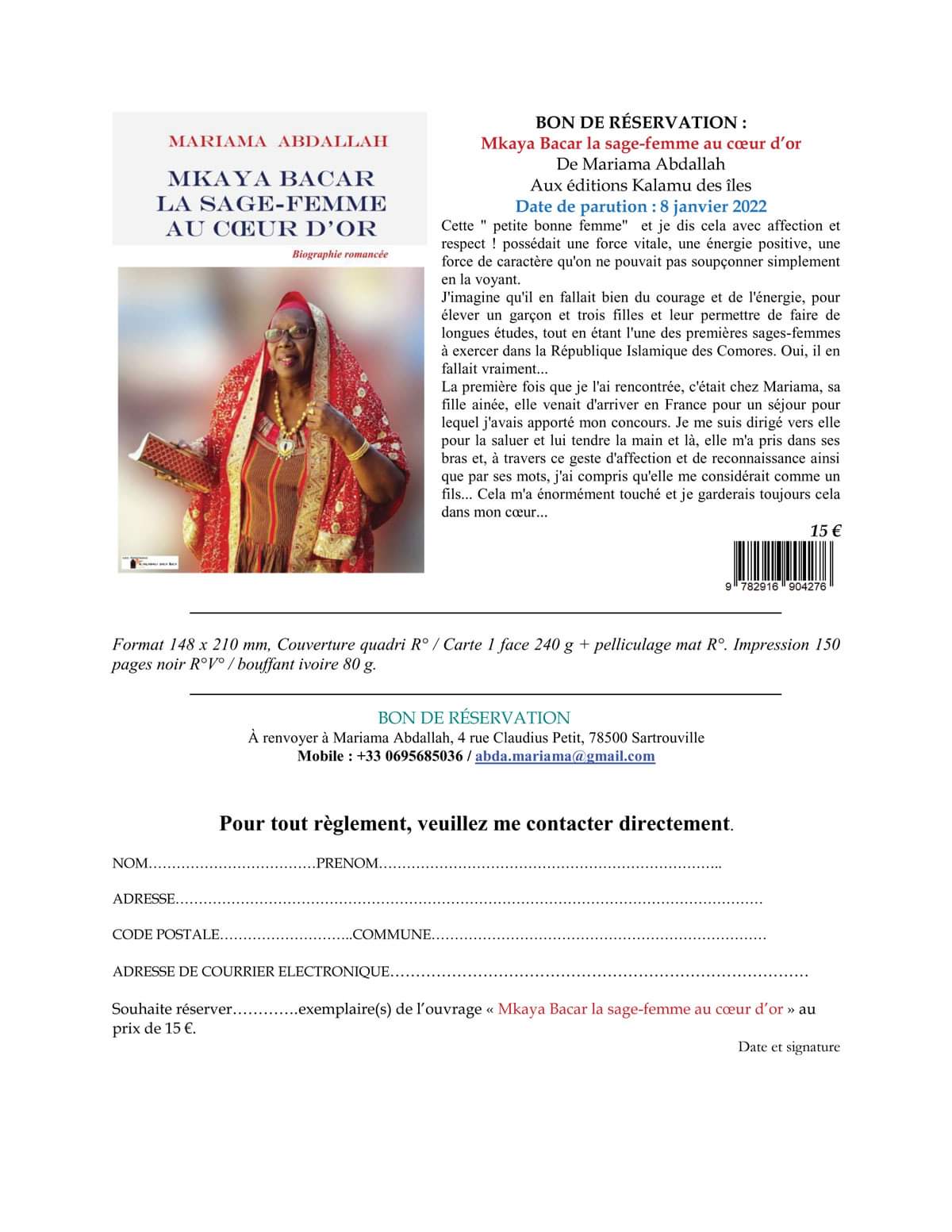 image « Mkaya Bacar, la sage-femme au cœur  d’or » : Un livre qui honore la sage-femme et sa blouse blanche