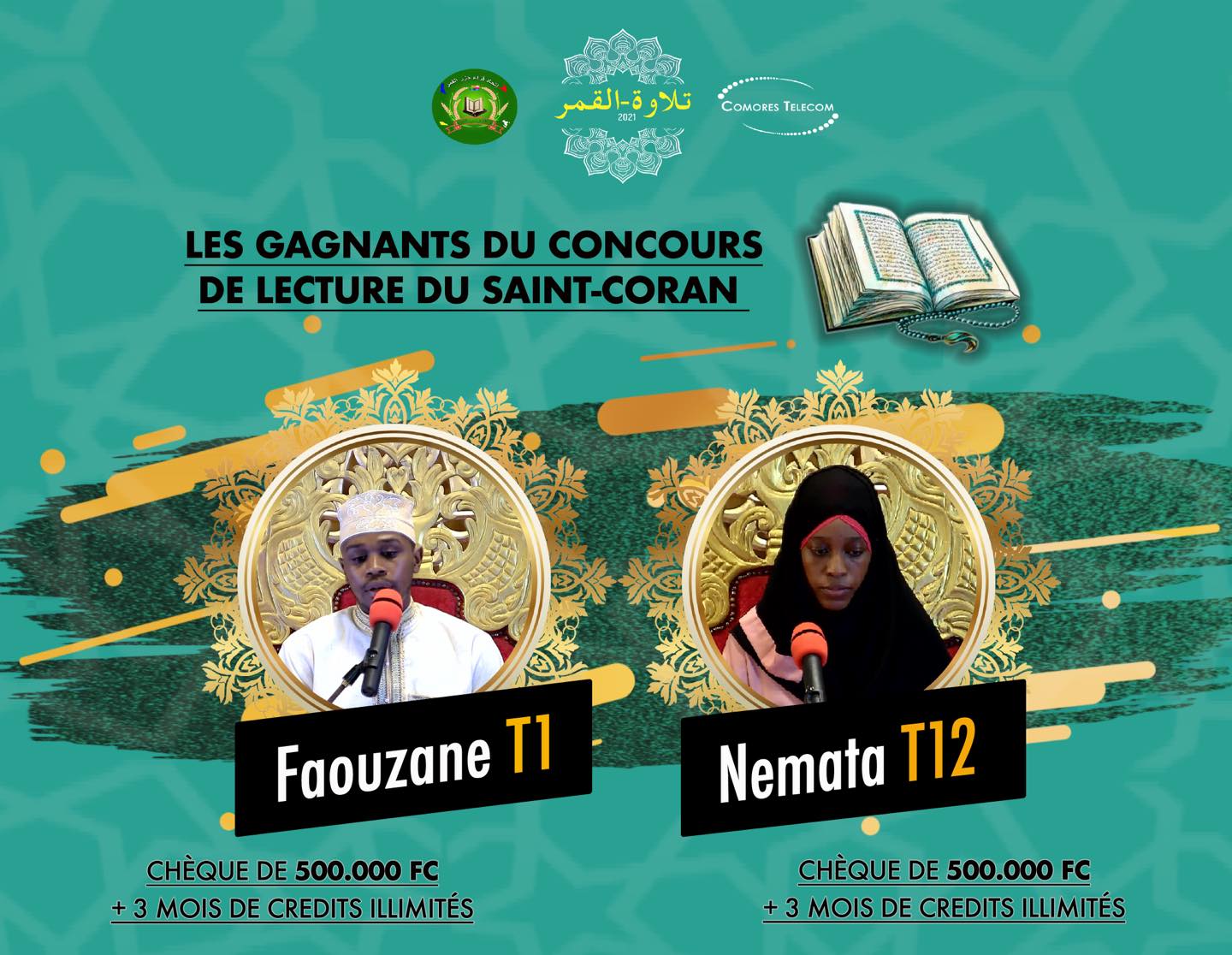 Concours de lecture du Coran 2021:  Faouzane [T1] et Nemata [T12] sont les gagnants de la 2e édition