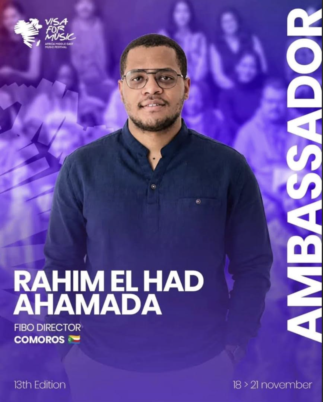 image Rahim El-Had, nominé ambassadeur Visa for Music pour les Comores