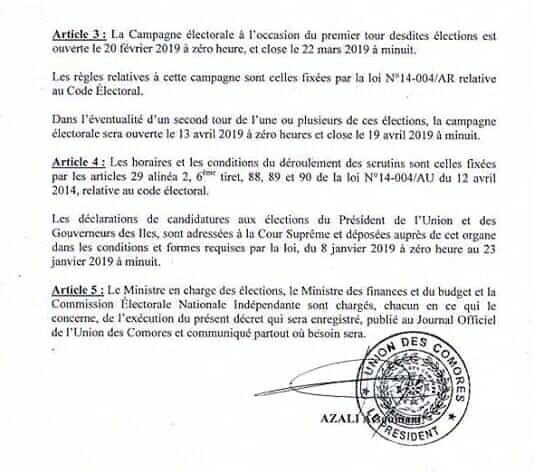 image Double scrutin présidentiel et des gouverneurs / Ouverture de la campagne du 1er tour le 20 février 2019