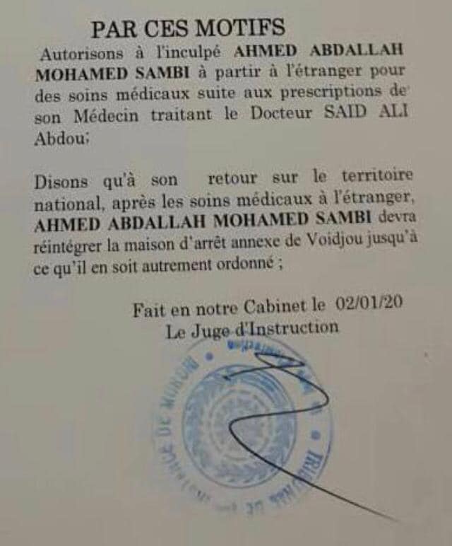 Affaire Sambi :  Une évacuation autorisée par le juge mais jamais appliquée 